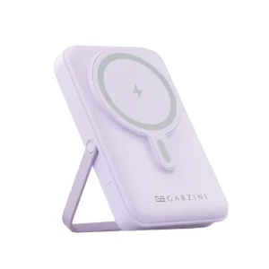 mag safe power bank with multiply phone charges in purple